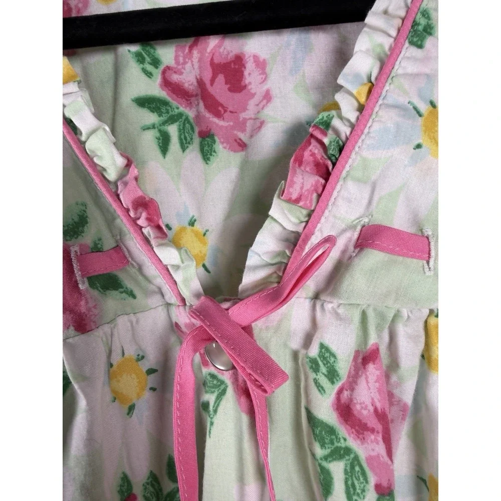 VTG Moon Dance Women's Nightgown Housecoat 2X Pink Floral Granny Cottage‎ Sleep